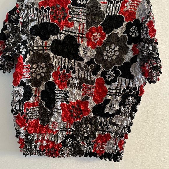 F.C Women's Designer Stretch Short-Sleeve Floral Blouse Top size x large - Picture 7 of 7